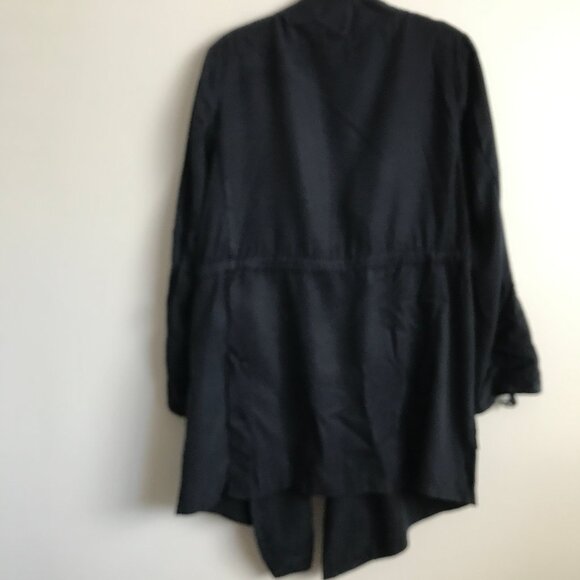 Zara Parka Jacket Navy Blue Draped Lagenlook Womens Small - Picture 8 of 10